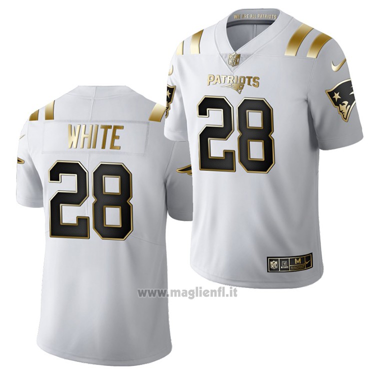 Maglia NFL Limited New England Patriots James White Golden Edition 2020 Bianco